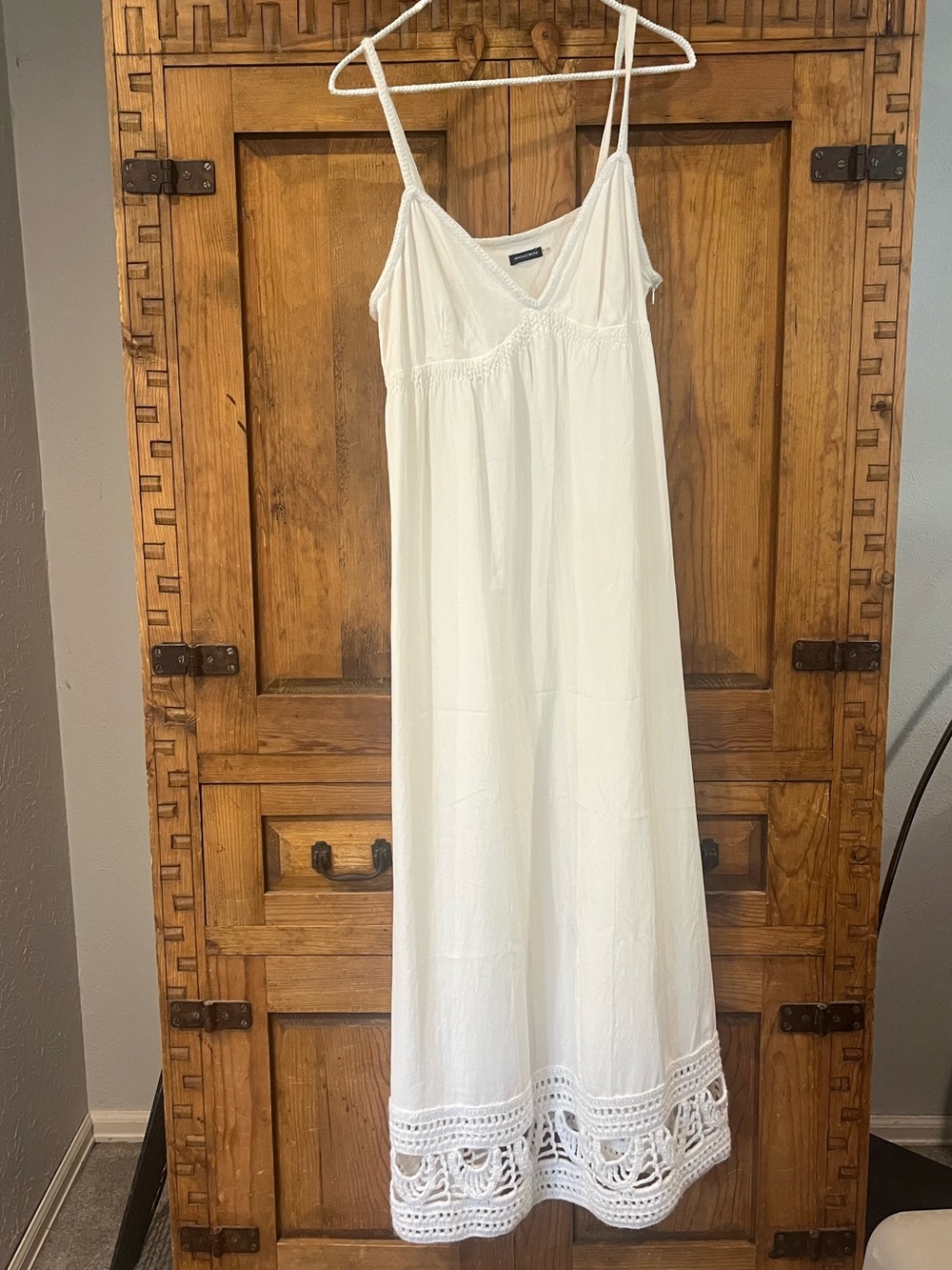 Magaschoni White Cotton Crochet-Trim Slip Dress